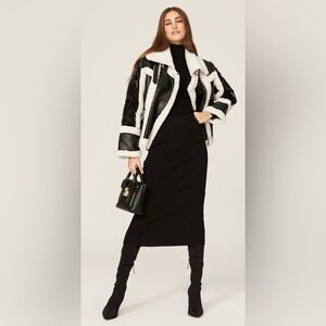 NVLT for Anthropologie Faux Fur Moto‎ Jacket Size L